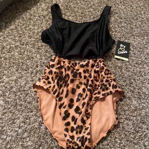 Girls MonoKini, new with tags; leopard print bottom, black top. Size 14/16